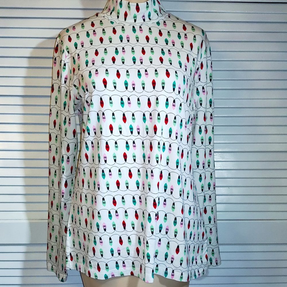 NWOT Christmas Lights Mock Turtleneck Large